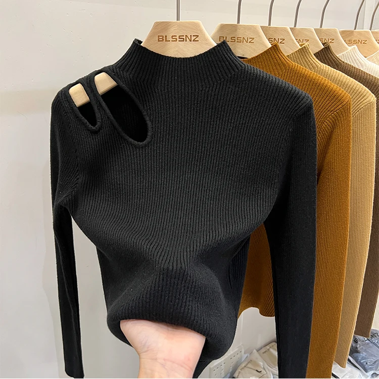 Autumn Winter Sexy Hollow Out Women Sweaters Tops Slim Vintage Jumper Soft Warm Pull Female Casual Pullover Knitted Sweater