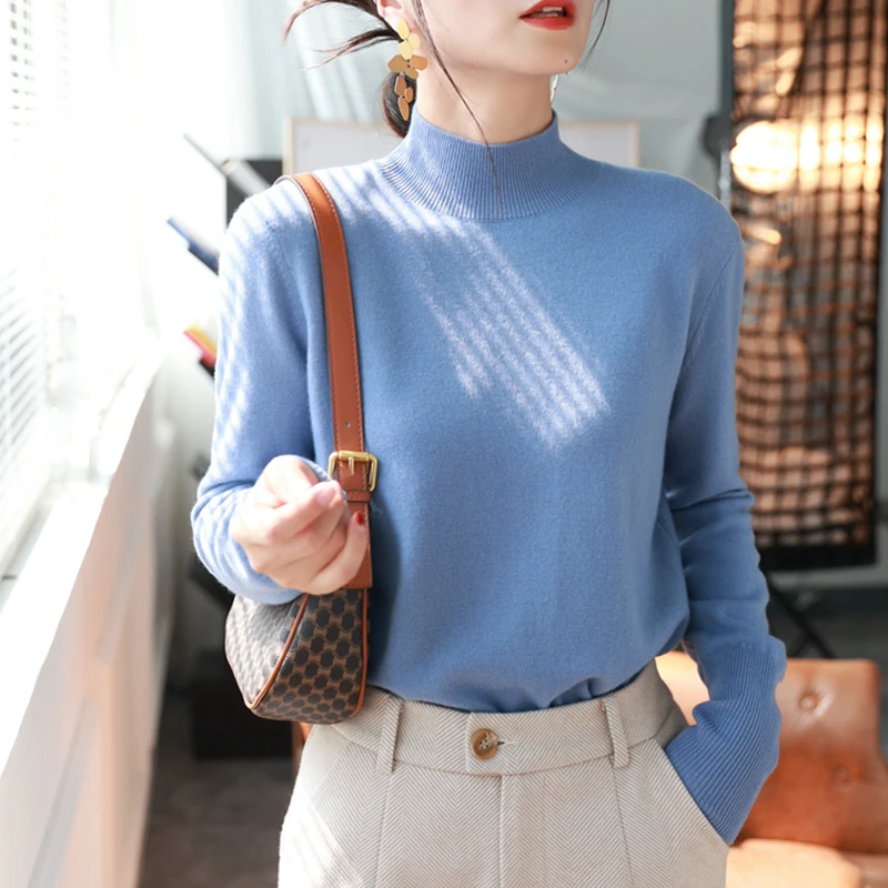 autumn winter chic bottom sweaters women fashion turtleneck pullover slim long sleeve 2024 knitted Jumper Soft Warm Pull Femme