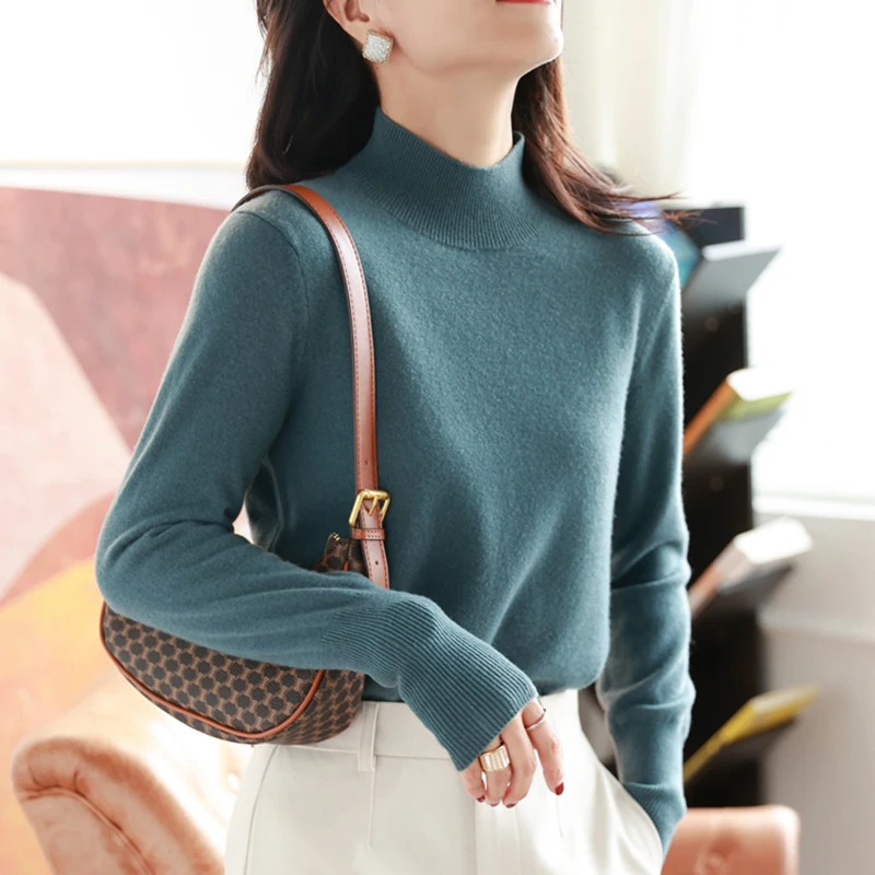 autumn winter chic bottom sweaters women fashion turtleneck pullover slim long sleeve 2024 knitted Jumper Soft Warm Pull Femme