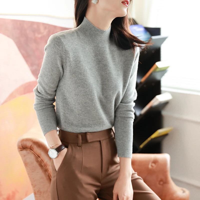 autumn winter chic bottom sweaters women fashion turtleneck pullover slim long sleeve 2024 knitted Jumper Soft Warm Pull Femme