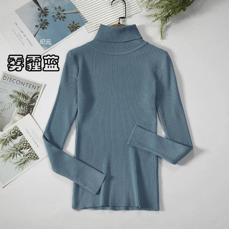 2024 Basic Turtleneck Women Sweaters Autumn Winter Thick Warm Pullover Slim Tops Ribbed Knitted Sweater Jumper Soft Pull Female