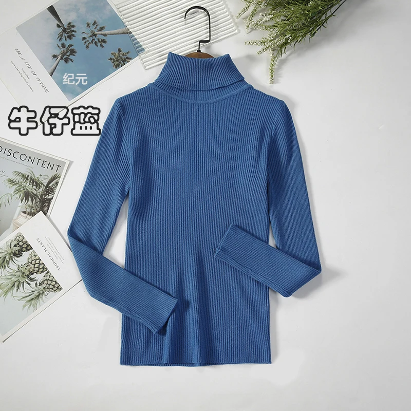 2024 Basic Turtleneck Women Sweaters Autumn Winter Thick Warm Pullover Slim Tops Ribbed Knitted Sweater Jumper Soft Pull Female