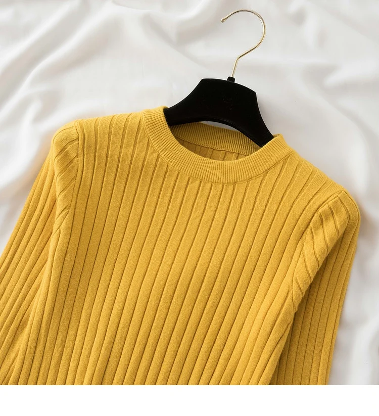 knit soft jumper tops 2024 New Autumn Winter Tops O-Neck Pullovers Sweaters shirt long sleeve Korean Slim-fit tight sweater