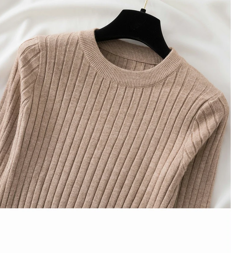 knit soft jumper tops 2024 New Autumn Winter Tops O-Neck Pullovers Sweaters shirt long sleeve Korean Slim-fit tight sweater