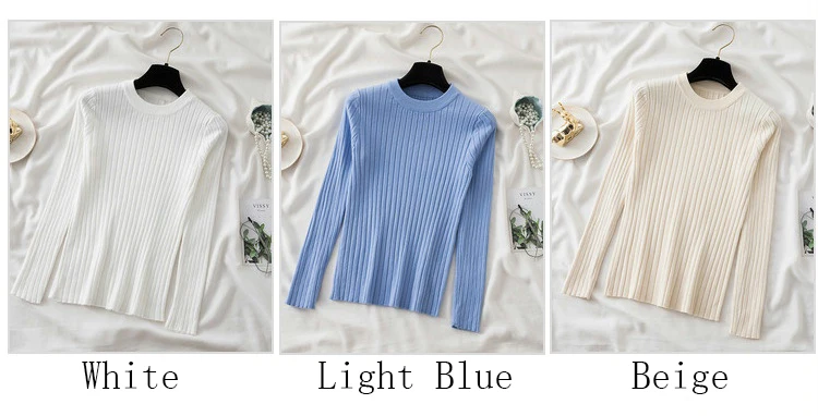 knit soft jumper tops 2024 New Autumn Winter Tops O-Neck Pullovers Sweaters shirt long sleeve Korean Slim-fit tight sweater