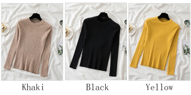 knit soft jumper tops 2024 New Autumn Winter Tops O-Neck Pullovers Sweaters shirt long sleeve Korean Slim-fit tight sweater