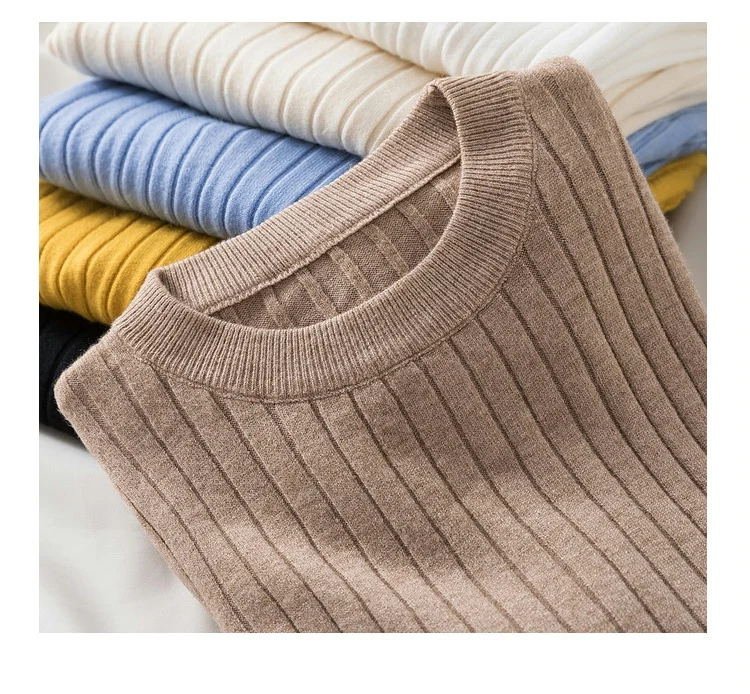 knit soft jumper tops 2024 New Autumn Winter Tops O-Neck Pullovers Sweaters shirt long sleeve Korean Slim-fit tight sweater