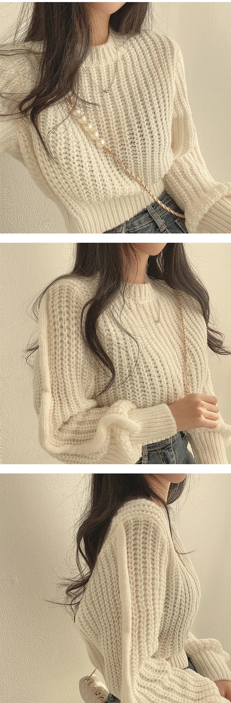 Vintage Harajuku Lantern Long Sleeve Women Sweater Casual Korean Autumn Winter Knitwear Soft Warm Tops Chic Solid Femme Sweater