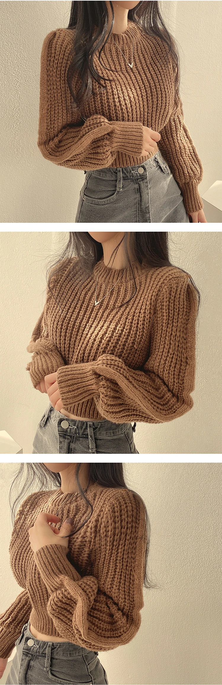 Vintage Harajuku Lantern Long Sleeve Women Sweater Casual Korean Autumn Winter Knitwear Soft Warm Tops Chic Solid Femme Sweater