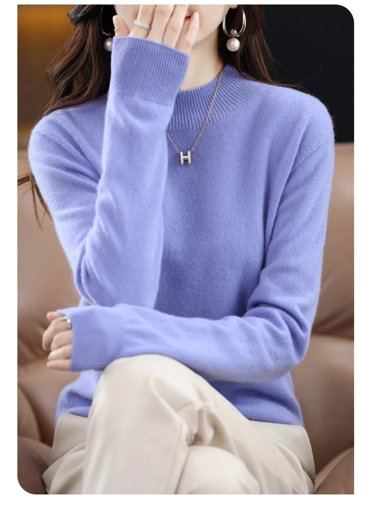 100% Merino Wool Cashmere Sweater Women Knitted Sweater Turtleneck Long Sleeve Pullovers Autumn Winter Clothing Warm Jumper Tops