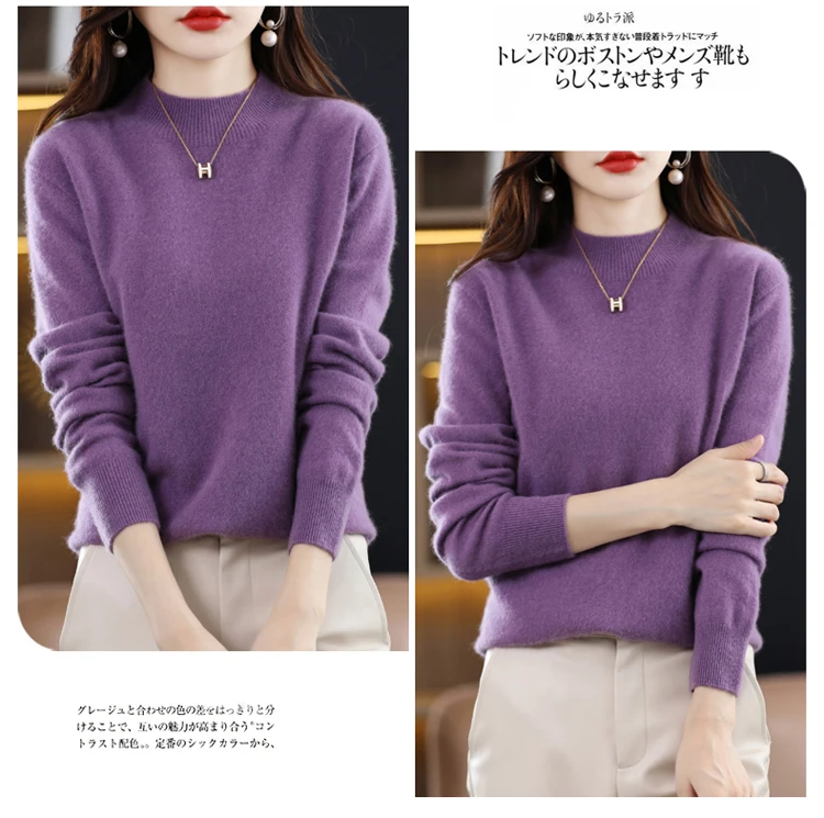 100% Merino Wool Cashmere Sweater Women Knitted Sweater Turtleneck Long Sleeve Pullovers Autumn Winter Clothing Warm Jumper Tops