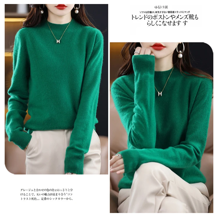 100% Merino Wool Cashmere Sweater Women Knitted Sweater Turtleneck Long Sleeve Pullovers Autumn Winter Clothing Warm Jumper Tops