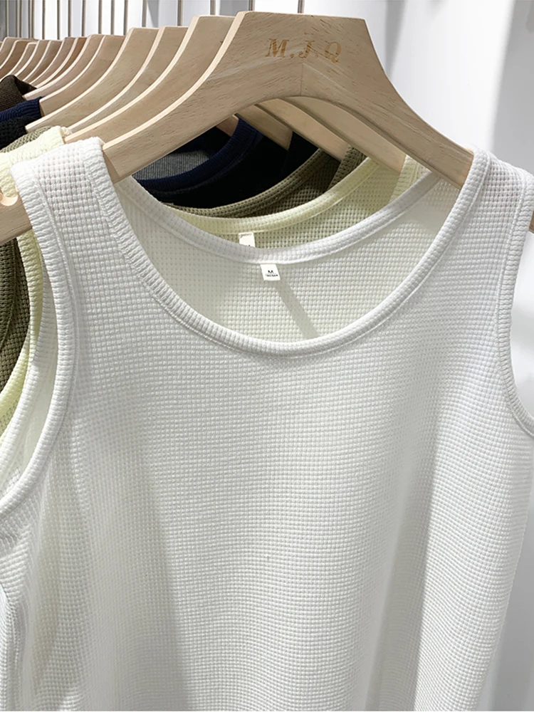 2024 Summer Women Sleeveless Tank Tops Screw Thread Crop Top O-neck Slimfit Knitted Vest Female Solid Camis Cropped Streetwear