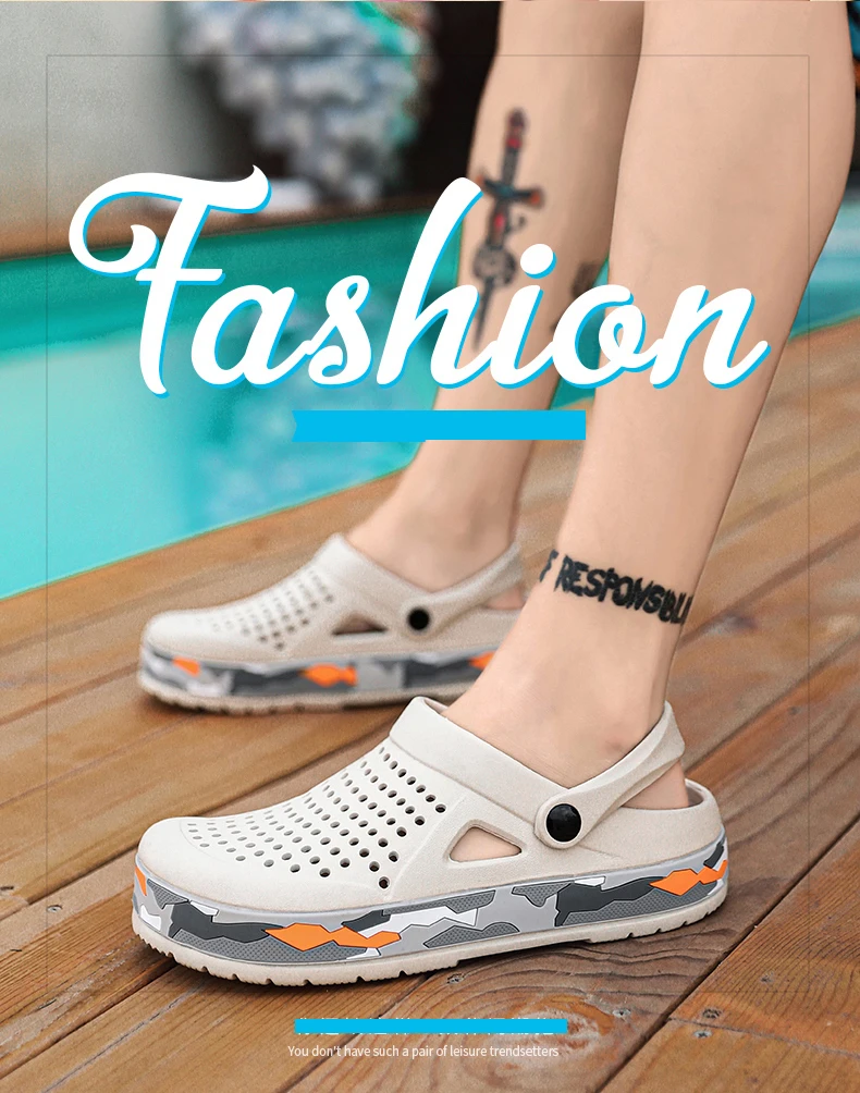 Men Sandals Black Garden Casual Aqua Clogs Hot Male Band Sandals Summer Slides Beach Swimming Shoes Slippers Zapatillas Hombre