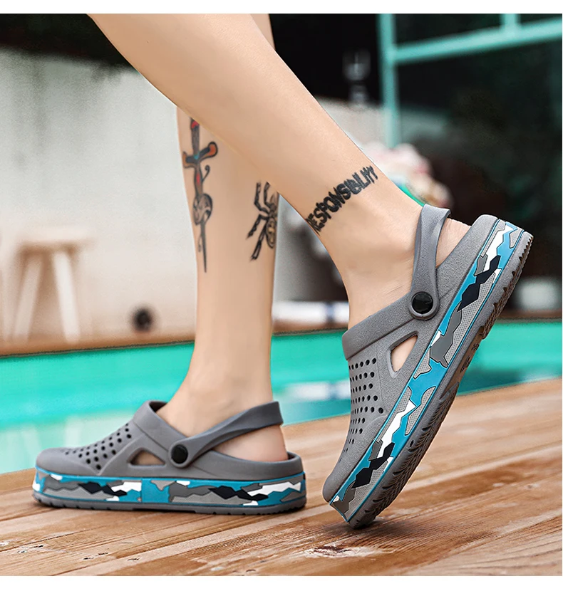 Men Sandals Black Garden Casual Aqua Clogs Hot Male Band Sandals Summer Slides Beach Swimming Shoes Slippers Zapatillas Hombre