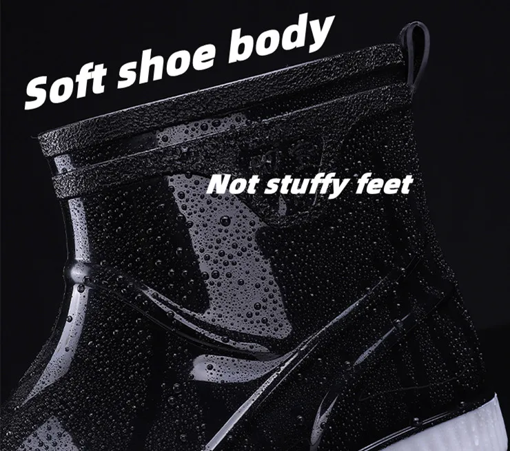 STRONGSHEN Fashion Men Rain Boots Waterproof Rubber Ankle Boot Non Skid Work Shoes Comfortable Rainy Shoes Outdoor Fishing Shoes