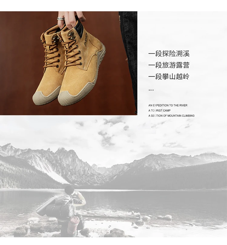 STRONGSHEN Men Boots Handmade Leather Casual Shoes Winter With Fur High Top Shoes Lace Up Comfort Walking Shoes Moccasins Boots