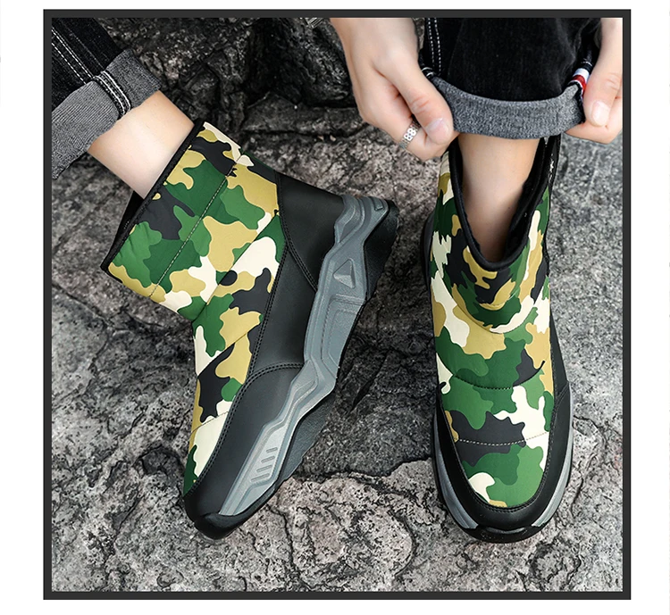 STRONGSHEN Men's Snow Boots Winter Shoes Anti-slip Platform Warm Plush Shoes Thicken Plush Winter Ankle Boots Man Outdoor Shoes