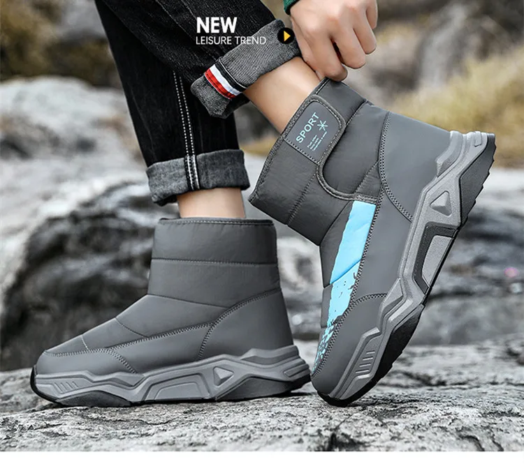 STRONGSHEN Men's Snow Boots Winter Shoes Anti-slip Platform Warm Plush Shoes Thicken Plush Winter Ankle Boots Man Outdoor Shoes