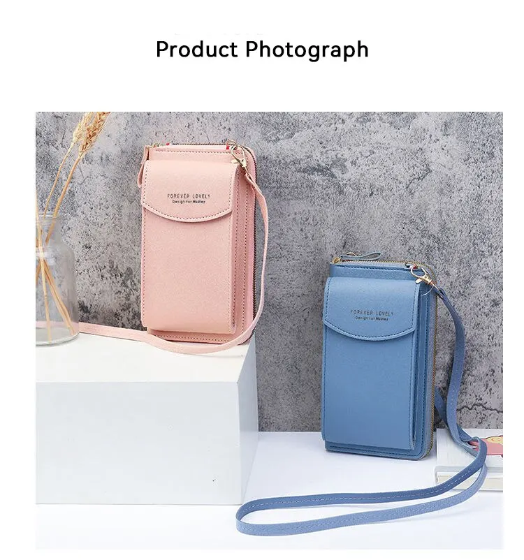 Fashion Single Shoulder Crossbody Cell Phone Bag Mini Versatile Satchel Multi Card Position Card Bag Keycase Female