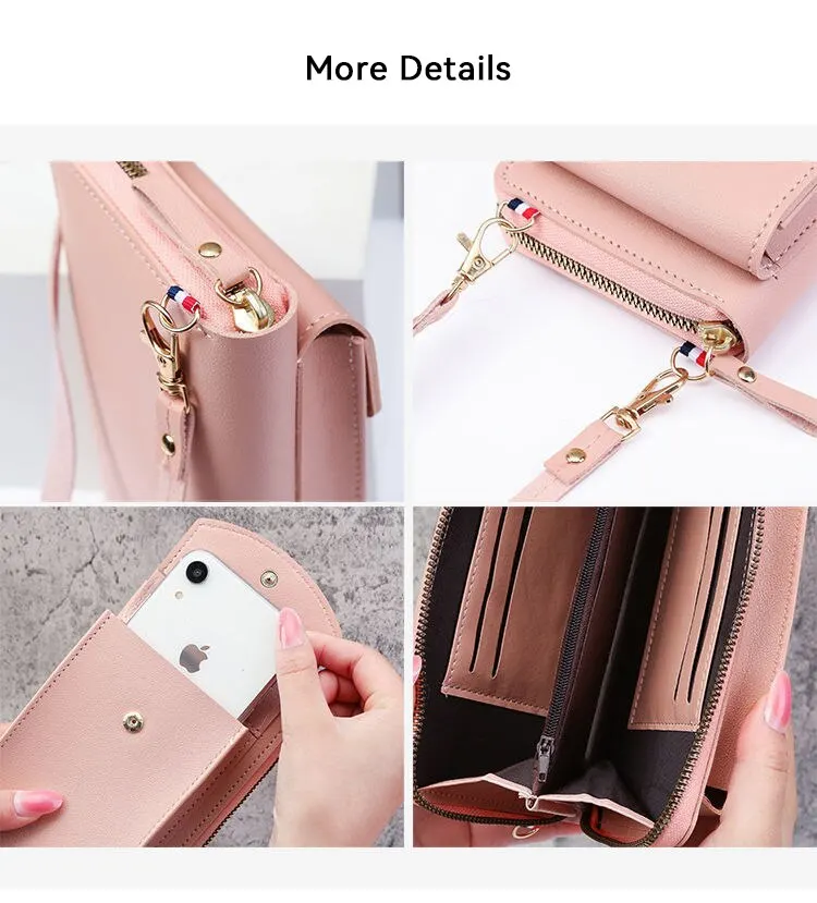 Fashion Single Shoulder Crossbody Cell Phone Bag Mini Versatile Satchel Multi Card Position Card Bag Keycase Female