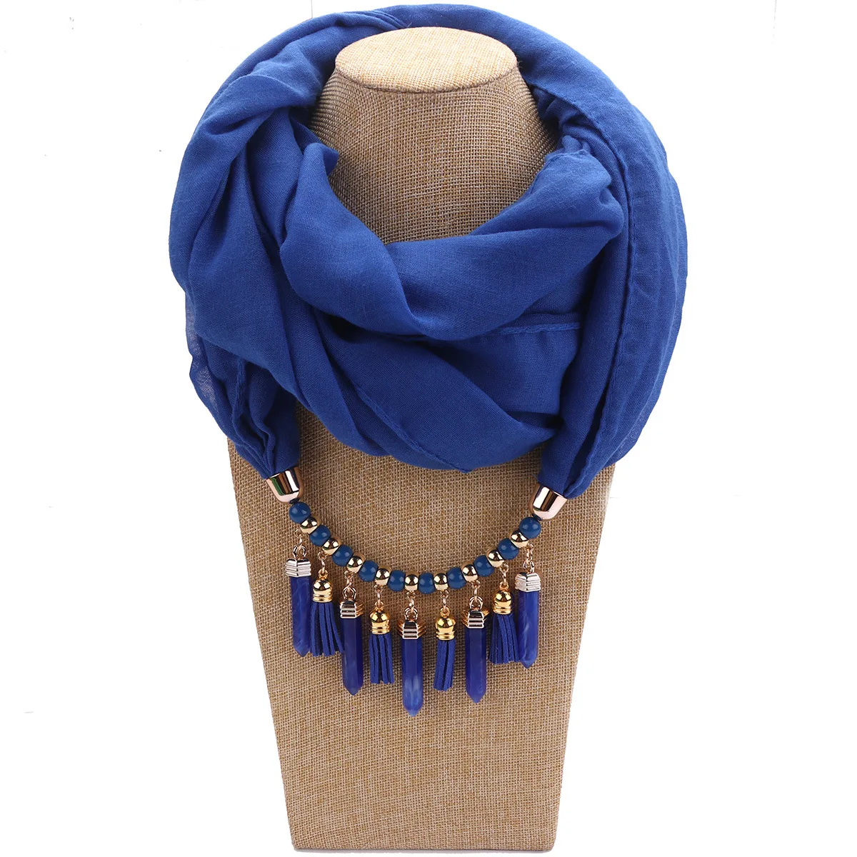 Women Cotton Linen Necklace Pendant Scarf Ethnic Style Soft Necklace Scarf Fashion Long Scarf Shawl Scaf Wrap