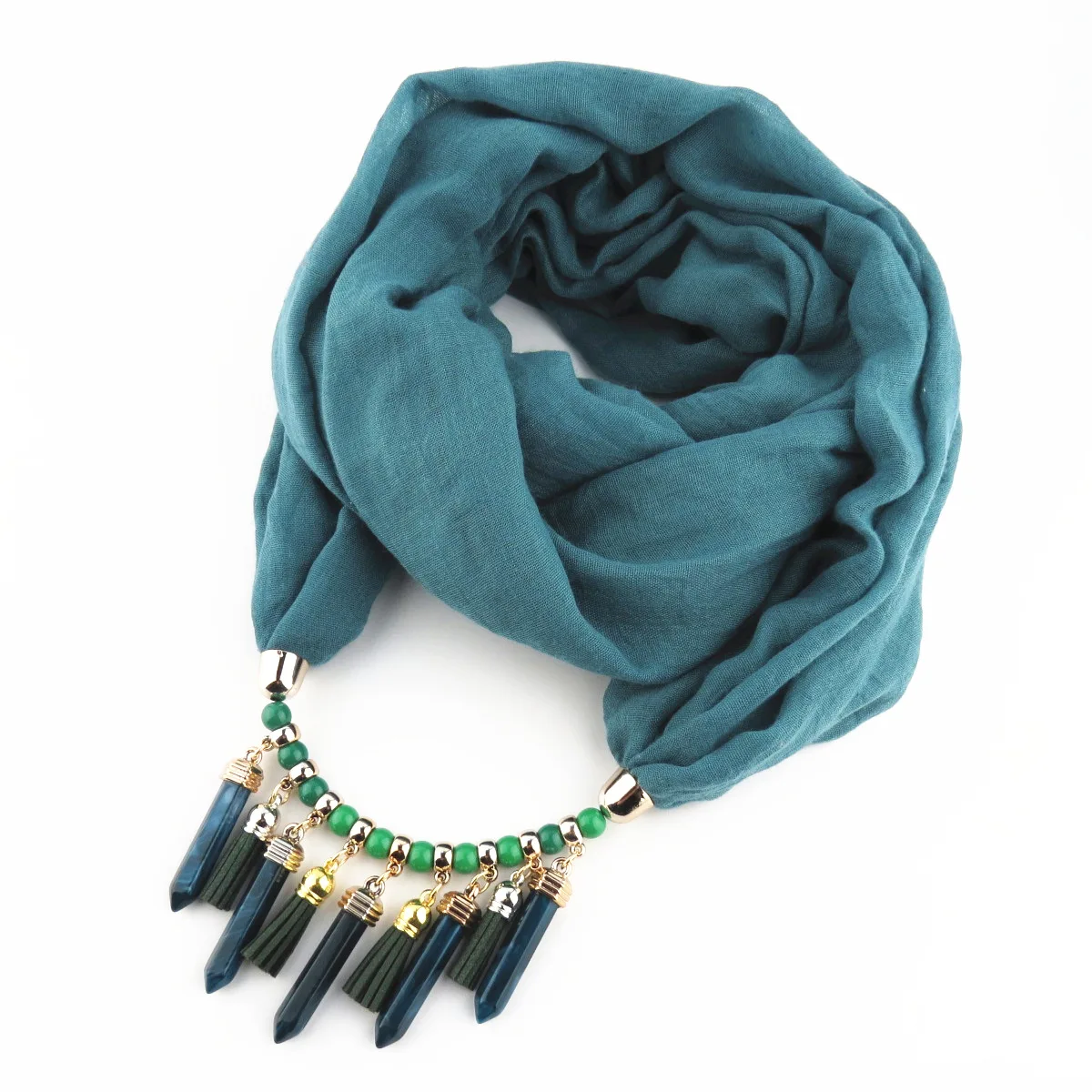 Women Cotton Linen Necklace Pendant Scarf Ethnic Style Soft Necklace Scarf Fashion Long Scarf Shawl Scaf Wrap