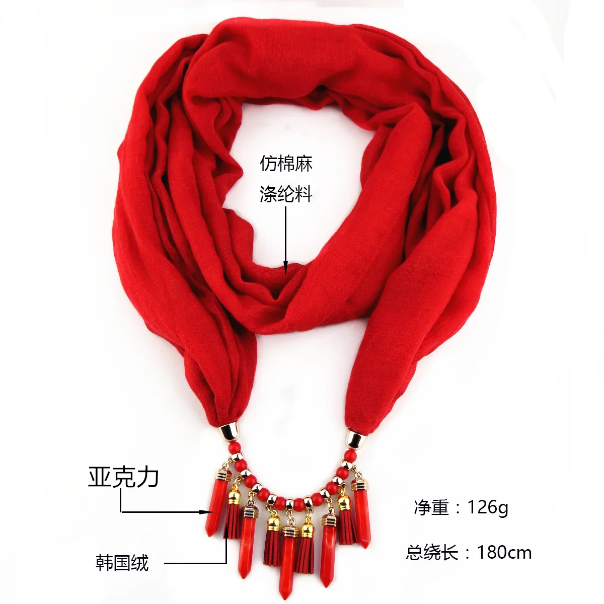 Women Cotton Linen Necklace Pendant Scarf Ethnic Style Soft Necklace Scarf Fashion Long Scarf Shawl Scaf Wrap