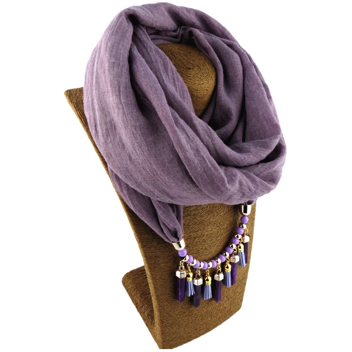 Women Cotton Linen Necklace Pendant Scarf Ethnic Style Soft Necklace Scarf Fashion Long Scarf Shawl Scaf Wrap