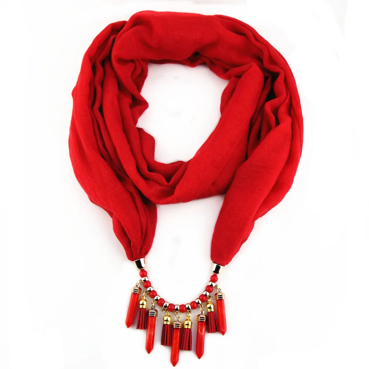 Women Cotton Linen Necklace Pendant Scarf Ethnic Style Soft Necklace Scarf Fashion Long Scarf Shawl Scaf Wrap