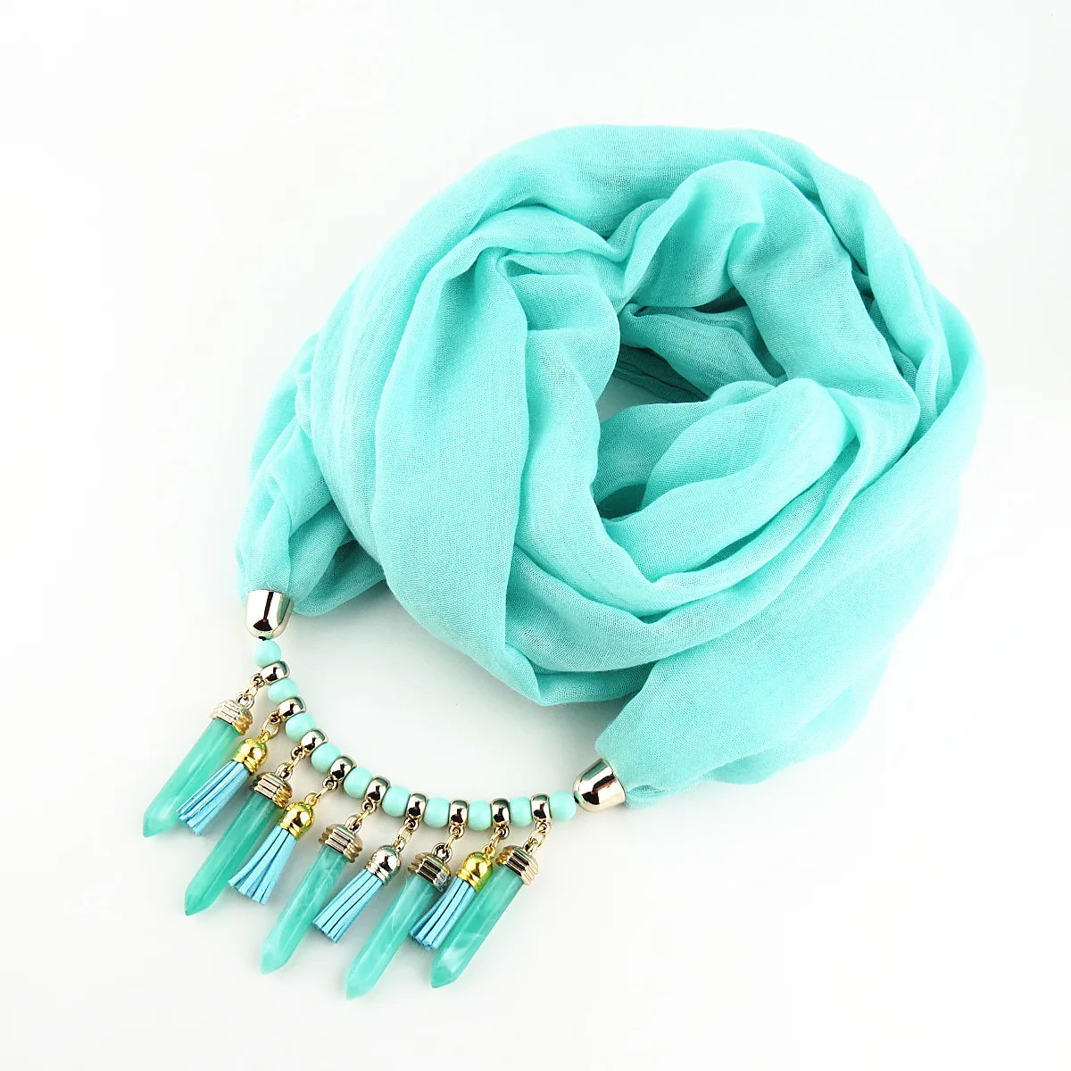 Women Cotton Linen Necklace Pendant Scarf Ethnic Style Soft Necklace Scarf Fashion Long Scarf Shawl Scaf Wrap