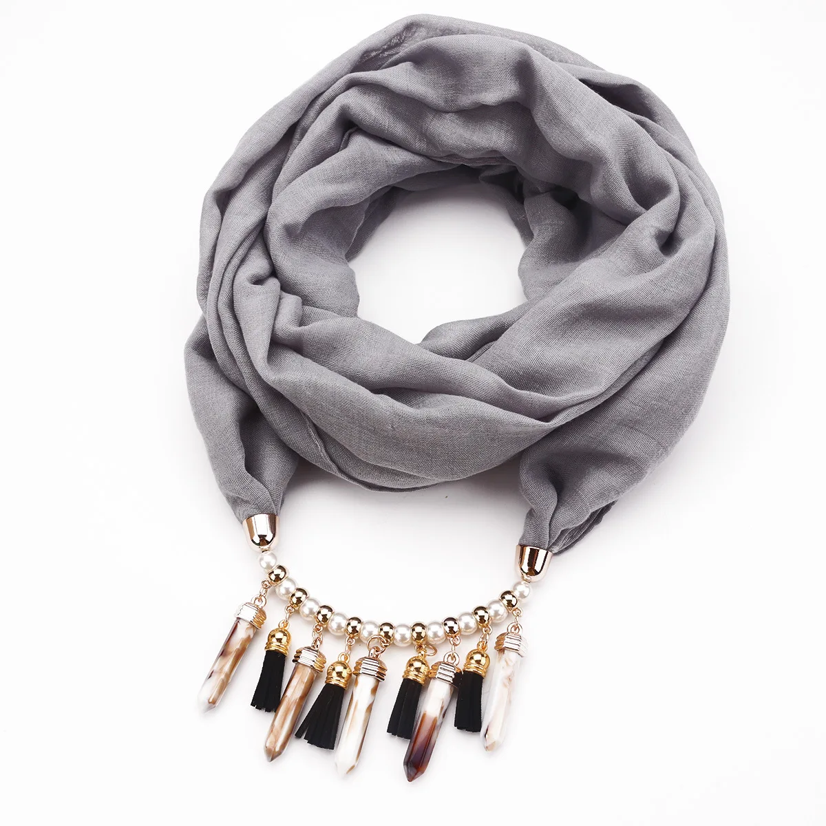 Women Cotton Linen Necklace Pendant Scarf Ethnic Style Soft Necklace Scarf Fashion Long Scarf Shawl Scaf Wrap