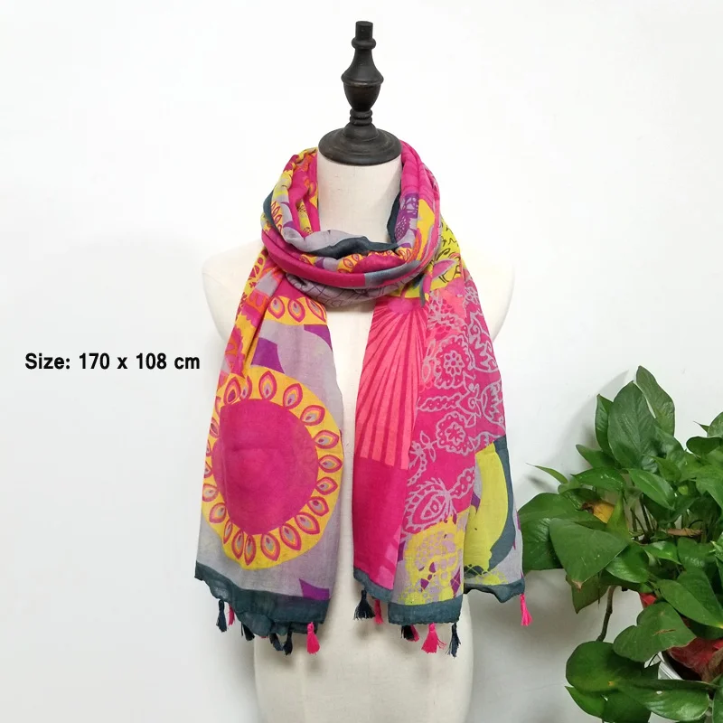 Women Soft Scaf Soft Large Wrap for Female Stylish Print Protected Luxury Shawl Stole Summer Beach Sarong Travel Wrap Cover