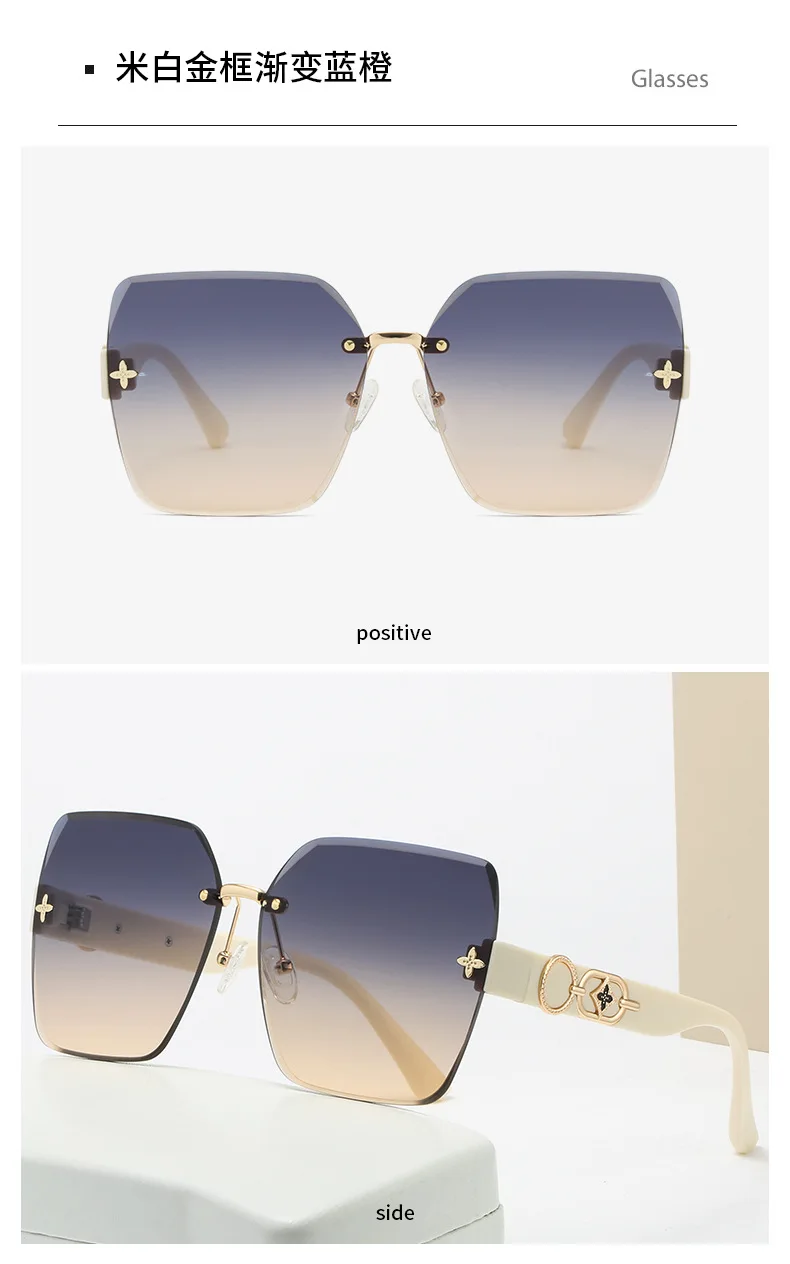 Classic Vintage Square Sunglasses Woman Gradient Mirror Frameless Sun Glasses Female Retro Fashion Rimless Oculos De Sol new