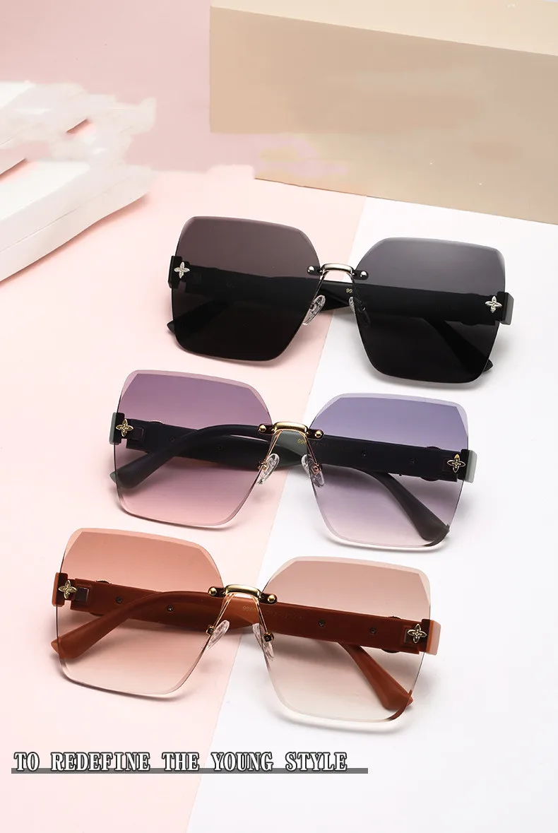 Classic Vintage Square Sunglasses Woman Gradient Mirror Frameless Sun Glasses Female Retro Fashion Rimless Oculos De Sol new