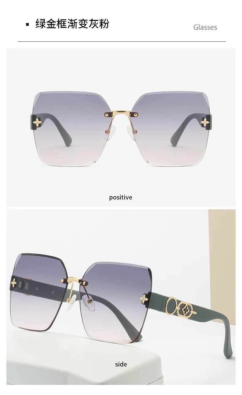 Classic Vintage Square Sunglasses Woman Gradient Mirror Frameless Sun Glasses Female Retro Fashion Rimless Oculos De Sol new