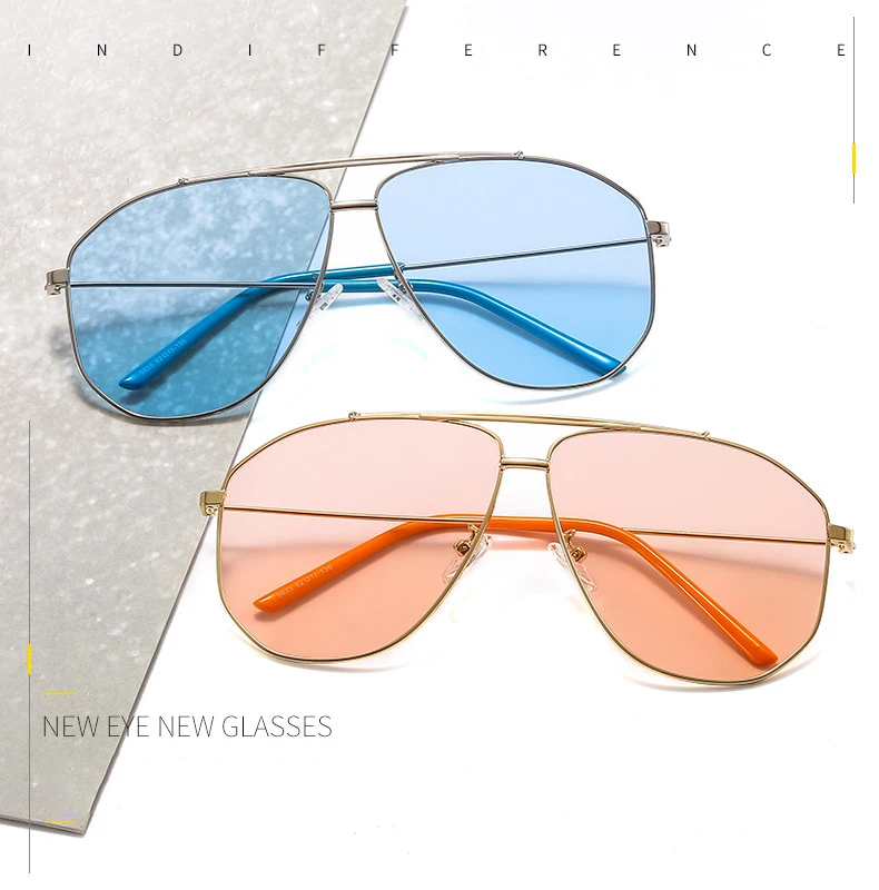 Ins Popular Oversized Pilot Sunglasses Ladies 2022 New Fashion Big Frame Metal Sun Glasses Women Brand Designer Unisex Shades