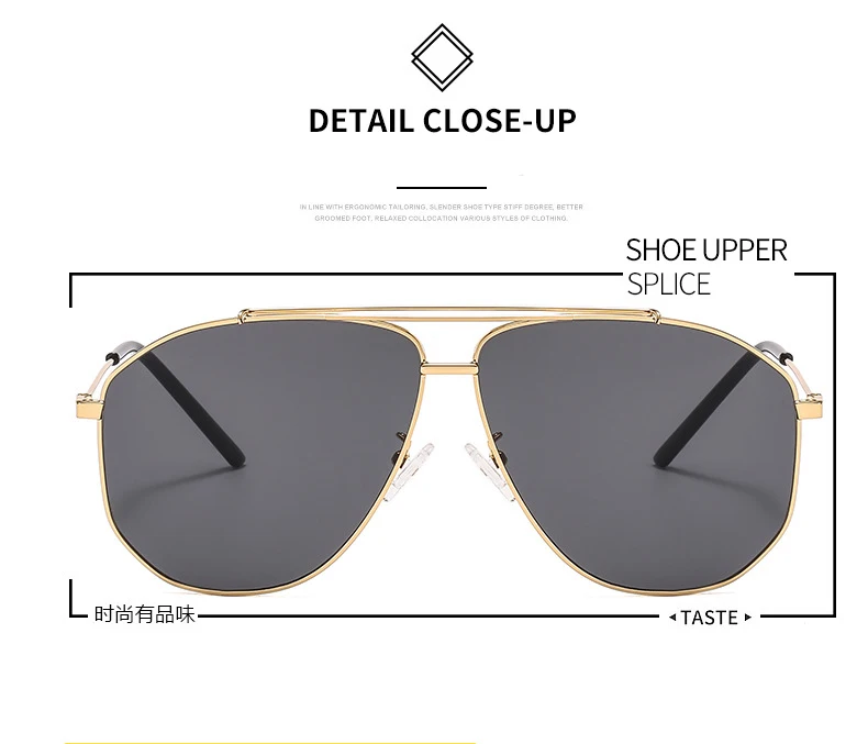 Ins Popular Oversized Pilot Sunglasses Ladies 2022 New Fashion Big Frame Metal Sun Glasses Women Brand Designer Unisex Shades