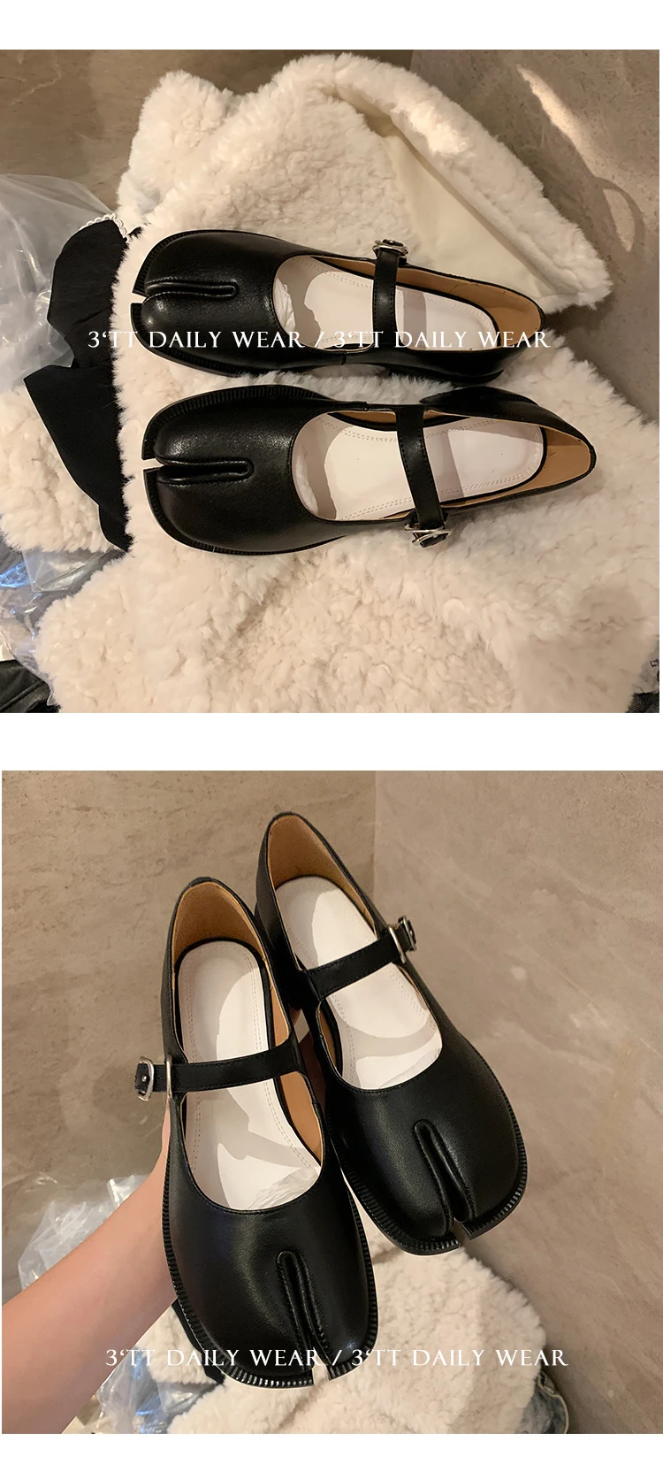 MKKHOU Fashion Women's Shoes New High Quality Leather Split Toe Mary Jane Shoes Comfortable Low Heel Women Shoes Lolita