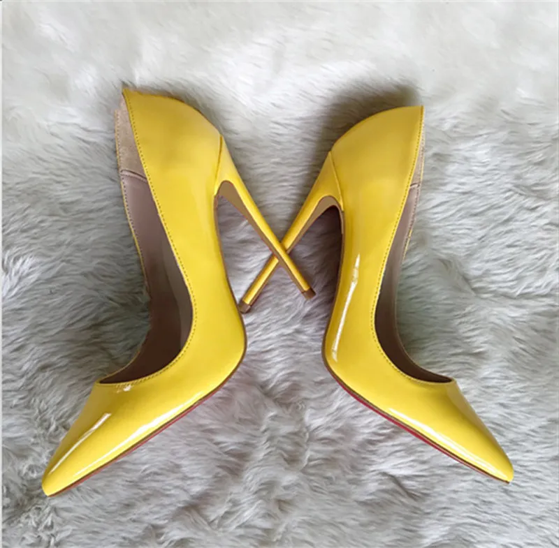 Red black yellow extreme high heel pointed toe new ladies high-heeled shoes women's shoes party wedding QP067 ROVICIYA