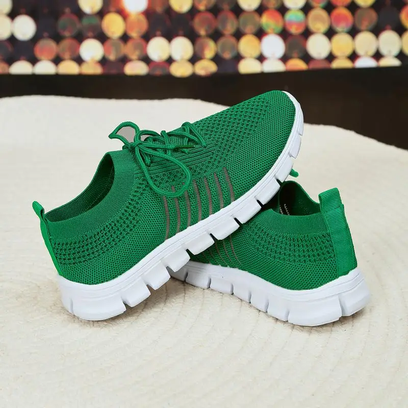 Mesh Breathable Soft Sole Sneakers Women Lightweight Non-Slip Running Walking Shoes Woman 2024 Spring Casual Lace Up Flats Shoes