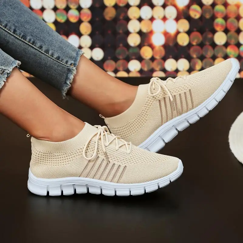 Mesh Breathable Soft Sole Sneakers Women Lightweight Non-Slip Running Walking Shoes Woman 2024 Spring Casual Lace Up Flats Shoes