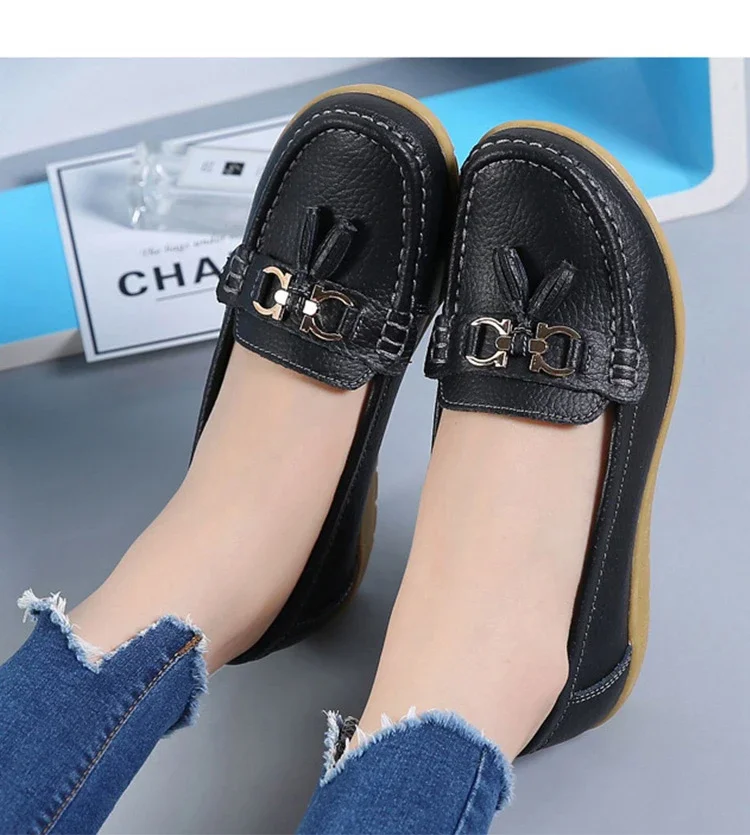 Women Flats Ballet Shoes Ballerina Ladies Casual Shoes Leather Breathable Moccasins Women’s Boat White Flats Shoes Women