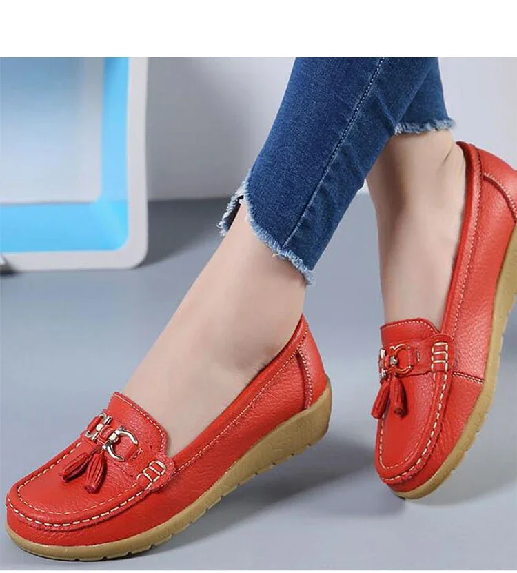 Women Flats Ballet Shoes Ballerina Ladies Casual Shoes Leather Breathable Moccasins Women’s Boat White Flats Shoes Women